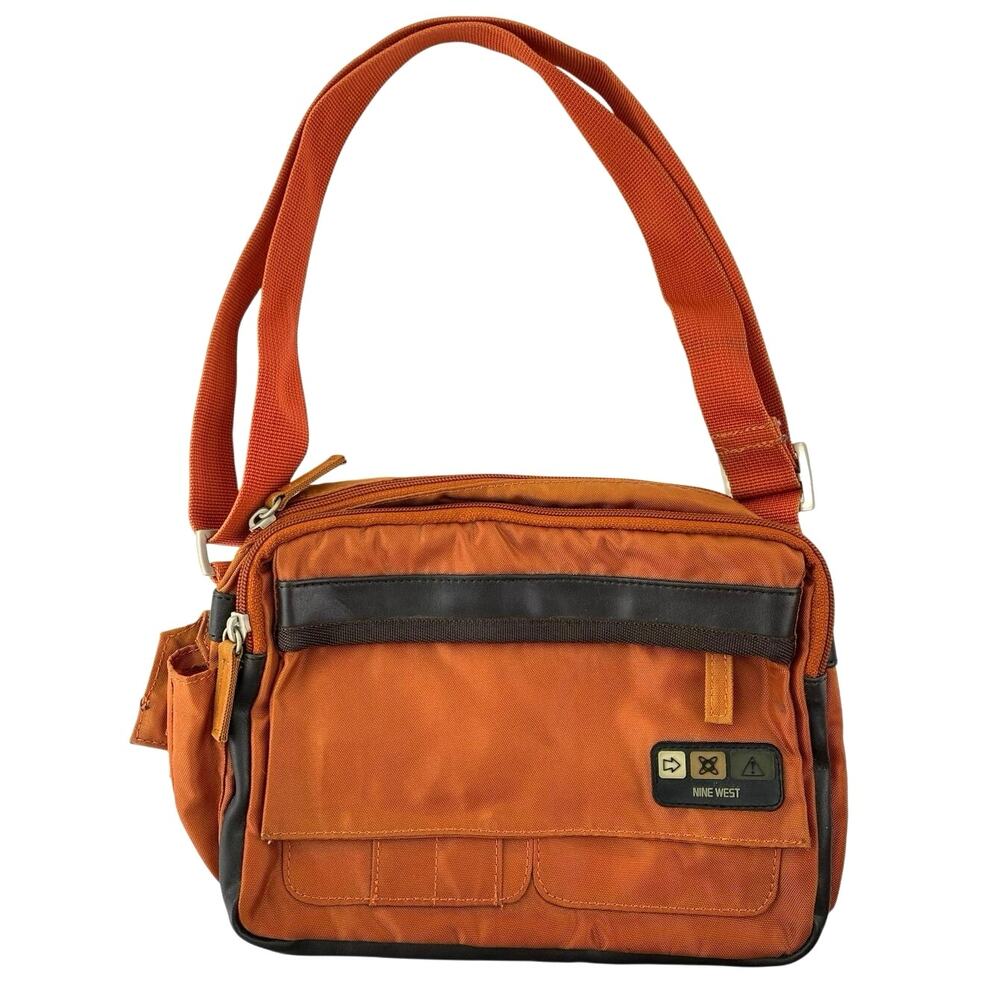 Nine West Unisex Coral Nylon Messenger Pockets Adjustable Crossbody Handbag OS